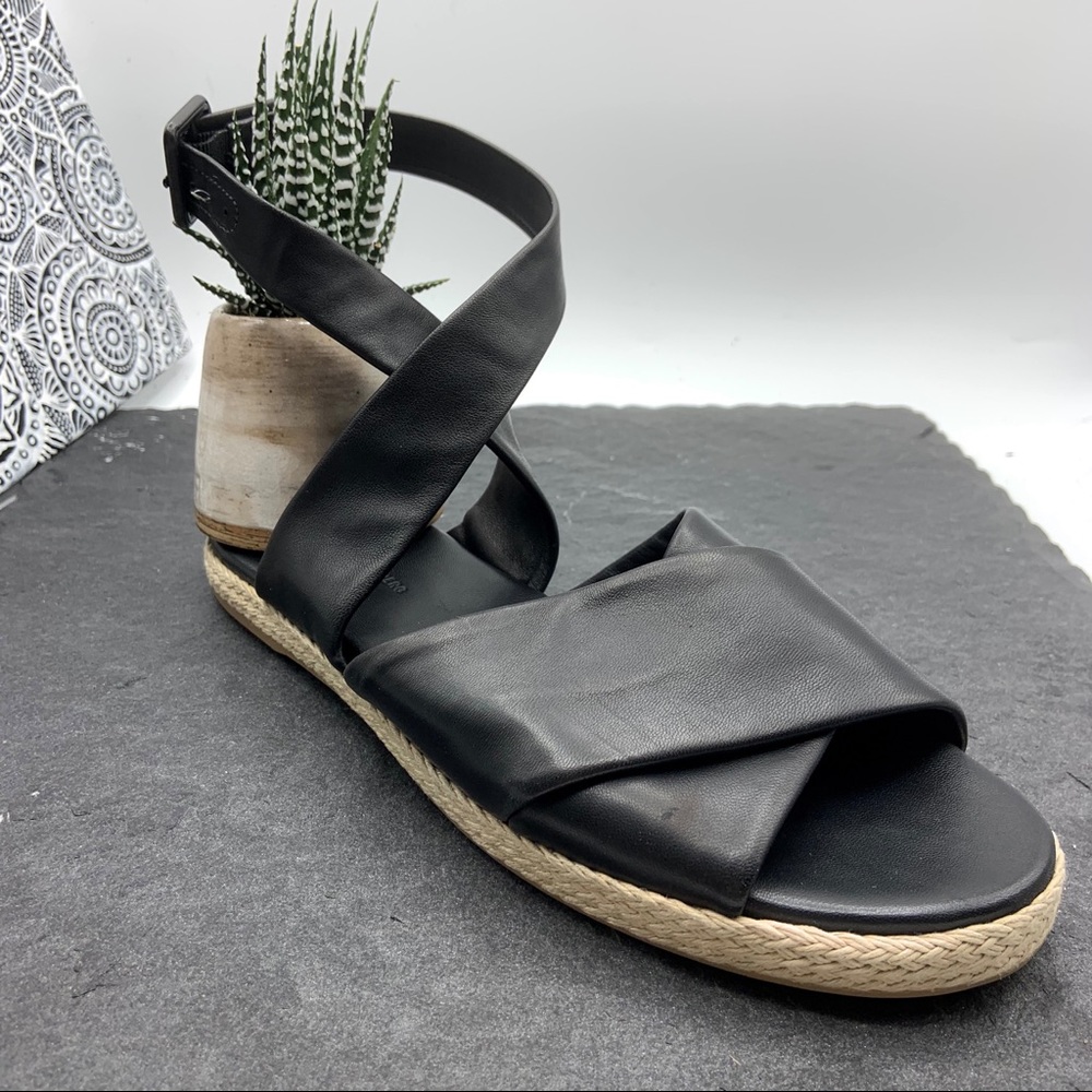 Diane von Furstenberg Iona Black Leather Sandals - Picture 1 of 6